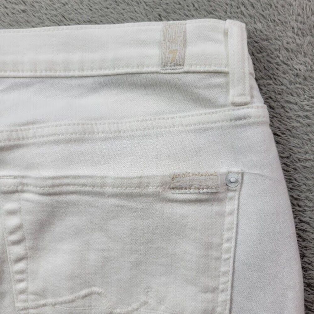7 For All Mankind Jeans Women 32x32 White Original Bootcut Wide Baggy Y2K Skater - Picture 10 of 16